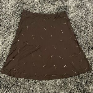 🌼NEW YORK & CO. BROWN BEADED MIDI SKIRT SIZE 16🌼